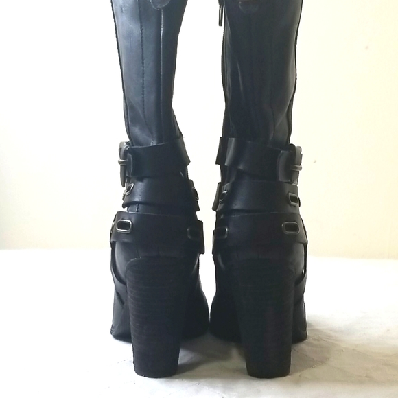 Kensie Black Mid Calf Leather Boots Size 7.5 - Picture 5 of 9
